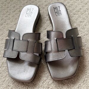 Miz Mooz Palmyra Pewter Slide Sandals Size 7